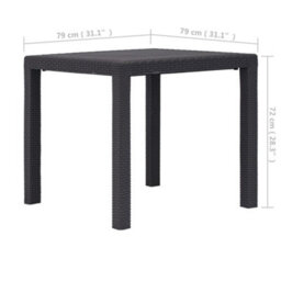 Berkfield Garden Table Brown 79X79X72 Cm Plastic Rattan Look - thumbnail 5