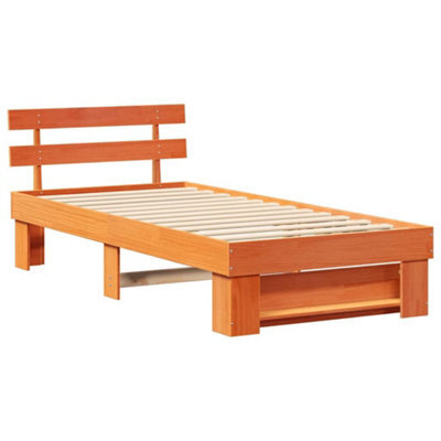 Berkfield Modern With Headboard Wax Brown 100 X 200 Cm Solid Pine Wood