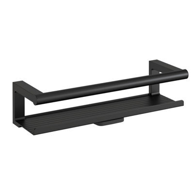 Cosmic Bathroom Shelf, Bathroom Organizer, With Glass Wiper, Matt Black , Architect S+ Collection - image 1