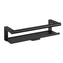 Cosmic Bathroom Shelf, Bathroom Organizer, With Glass Wiper, Matt Black , Architect S+ Collection - thumbnail 1