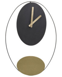 Wyld And Coco Wall Clock Black Gold Minimalist 31 X 45 Cm - Floating Wire Frame, Numeral-Free Design - thumbnail 1