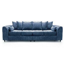 Furnishings For Less UK Monaco Chenille Fabric Long 4 Seater Sofa  Blue - thumbnail 1