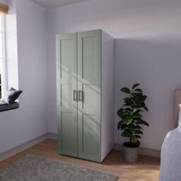 Atomia Modern Matt Reed Green Tall Double Wardrobe (H)1875mm (W)750mm (D)580mm - thumbnail 1