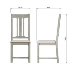 FWSTYLE Set Of 2 Solid Reclaimed Pine Dining Chairs Limewashed Finish - thumbnail 6