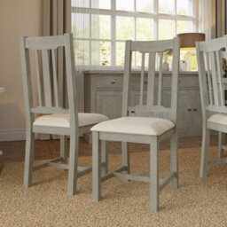 FWSTYLE Set Of 2 Solid Reclaimed Pine Dining Chairs Limewashed Finish