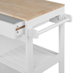 Wyld and Coco Casanova Kitchen Trolley White Mdf With Rubberwood Trims, Drawer, Cabinet And 2 Shelves 75 X 43 X 87 Cm - thumbnail 7
