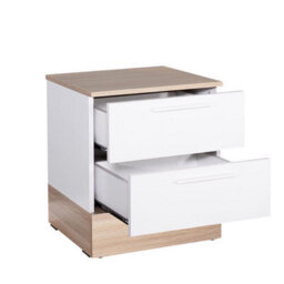 Fwstyle 2 Drawer Bedside Table Nighstand Two Tone White & Oak - thumbnail 2