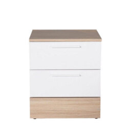 Fwstyle 2 Drawer Bedside Table Nighstand Two Tone White & Oak - thumbnail 3