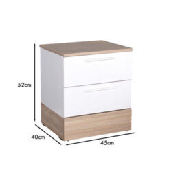 Fwstyle 2 Drawer Bedside Table Nighstand Two Tone White & Oak - thumbnail 4
