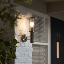 GoodHome Chignik Fixed Matt Stainless Steel Pir With Motion Sensor Outdoor Lantern Wall Light 60W - thumbnail 7