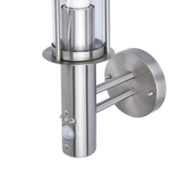 GoodHome Chignik Fixed Matt Stainless Steel Pir With Motion Sensor Outdoor Lantern Wall Light 60W - thumbnail 4