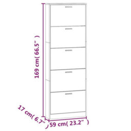 Vidaxl Shoe Cabinet Concrete Grey 59X17X169 Cm Engineered Wood - thumbnail 3