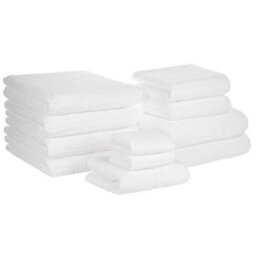 Beliani Set Of 11 Towels Atai Cotton White - thumbnail 1