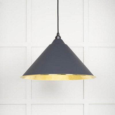 From the Anvil Hammered Brass Hockley Pendant In Slate - image 1
