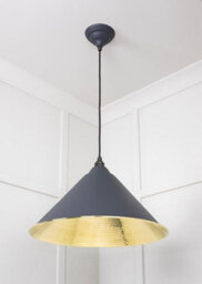 From the Anvil Hammered Brass Hockley Pendant In Slate - thumbnail 4