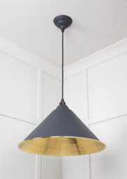 From the Anvil Hammered Brass Hockley Pendant In Slate - thumbnail 5