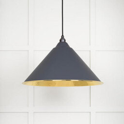 From the Anvil Hammered Brass Hockley Pendant In Slate - thumbnail 3