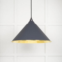 From the Anvil Hammered Brass Hockley Pendant In Slate