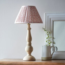 Luminosa Lighting Luminosa Hidcote Natural Wood Table Lamp With Peachy Keen Fabric Leaf Shade 30Cm B22 - thumbnail 3