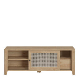 Wyld Haus Monza Natural Oak Tv Unit - 1 Door 1 Drawer, Rattan Texture, Compact - thumbnail 6