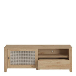 Wyld Haus Monza Natural Oak Tv Unit - 1 Door 1 Drawer, Rattan Texture, Compact - thumbnail 7