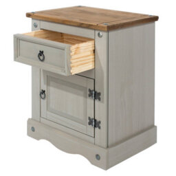 Core Products Premium Corona Grey, 1 Door, 1 Drawer Bedside Cabinet, Grey & Antique Waxed Pine H66.0Cm X W53.0Cm X D38.0Cm - thumbnail 4