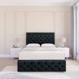 "Sloomy 6Ft Vienna Naples Black Bed Set With 2 Drawers & Footboard, Mattress & 54"" Headboard - Super King"