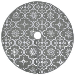 Berkfield Luxury Christmas Tree Skirt With Sock Grey 122 Cm Fabric - thumbnail 3