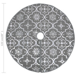 Berkfield Luxury Christmas Tree Skirt With Sock Grey 122 Cm Fabric - thumbnail 7