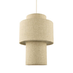 Happy Homewares Designer Natural Oatmeal Beige Linen Triple Level Pendant Light Shade - thumbnail 2