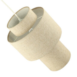 Happy Homewares Designer Natural Oatmeal Beige Linen Triple Level Pendant Light Shade - thumbnail 4