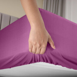Ameha King Plain Dyed Fitted Sheet 40Cm- Extra Deep Pocket Purple Fitted Bed Sheets Soft Microfiber Bedding Sheet 152X200 Cm - thumbnail 9