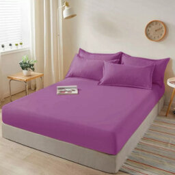 Ameha King Plain Dyed Fitted Sheet 40Cm- Extra Deep Pocket Purple Fitted Bed Sheets Soft Microfiber Bedding Sheet 152X200 Cm - thumbnail 2
