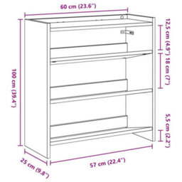 Berkfield Shoe Rack Grey Sonoma 60X25X62 Cm Engineered Wood - thumbnail 9