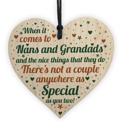 Red Ocean Nan And Grandad Christmas Gifts Birthday Gifts Wooden Heart Keepsake Sign Thank You - image 1