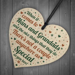 Red Ocean Nan And Grandad Christmas Gifts Birthday Gifts Wooden Heart Keepsake Sign Thank You - thumbnail 6