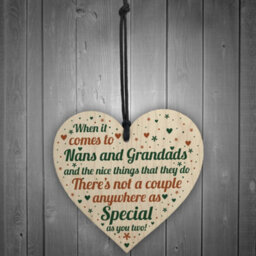 Red Ocean Nan And Grandad Christmas Gifts Birthday Gifts Wooden Heart Keepsake Sign Thank You - thumbnail 2