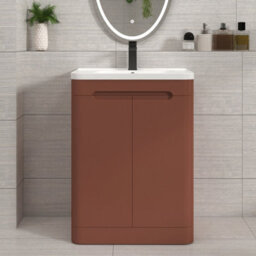 Royal Bathrooms Venice 600mm Terracotta Clay Floor Standing Bathroom Vanity Unit 2 Door With Ceramic Basin - 1 Tap Hole Basin - thumbnail 1