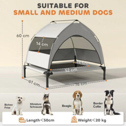 Portable Elevated Dog Bed With Removable Canopy, 76 X 61 X 70 Cm - thumbnail 2