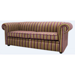 Chesterfield 3 Seater Riga 08 Thin Stripe Velvet Fabric Sofa In 2 Cushions Style - thumbnail 3