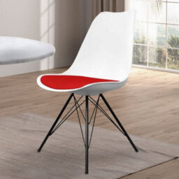 Fusion Living Soho White And Red Plastic Dining Chair With Black Metal Legs - thumbnail 2