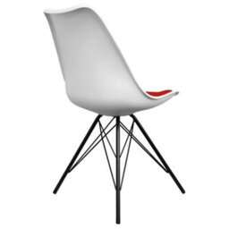 Fusion Living Soho White And Red Plastic Dining Chair With Black Metal Legs - thumbnail 3