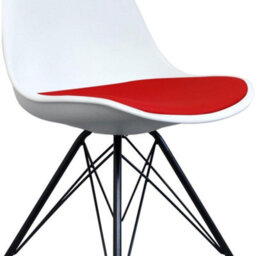Fusion Living Soho White And Red Plastic Dining Chair With Black Metal Legs - thumbnail 4