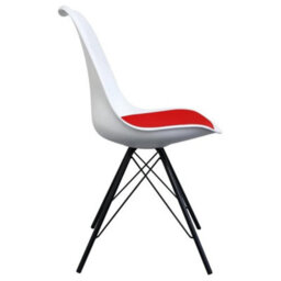 Fusion Living Soho White And Red Plastic Dining Chair With Black Metal Legs - thumbnail 5