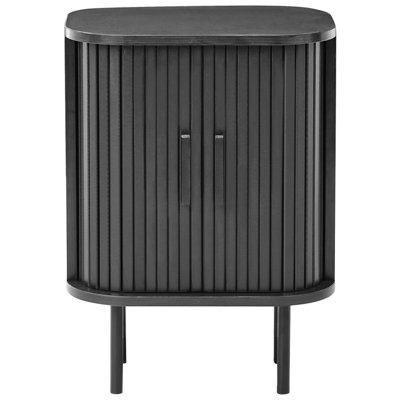 Wyld and Coco Aurora Home Nightstand Black Bedside Table With Two Sliding Doors, 40 X 30 X 55 Cm - image 1