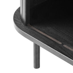 Wyld and Coco Aurora Home Nightstand Black Bedside Table With Two Sliding Doors, 40 X 30 X 55 Cm - thumbnail 7