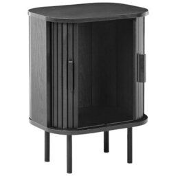 Wyld and Coco Aurora Home Nightstand Black Bedside Table With Two Sliding Doors, 40 X 30 X 55 Cm - thumbnail 5
