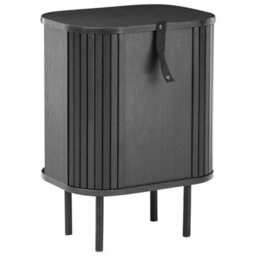 Wyld and Coco Aurora Home Nightstand Black Bedside Table With Two Sliding Doors, 40 X 30 X 55 Cm - thumbnail 6
