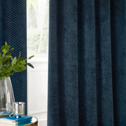 Paoletti Neptune Fully Lined Velvet Eyelet Curtain Pair, Navy, (W) 229 X (D) 137Cm - thumbnail 5