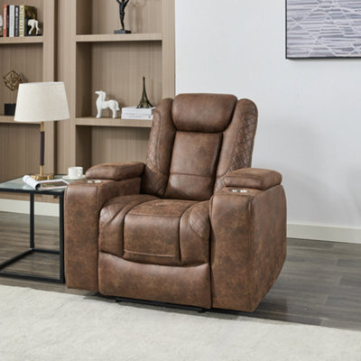 More4Homes Ashton 1 Seater Fabric Auto Recliner Chair Brown - image 1